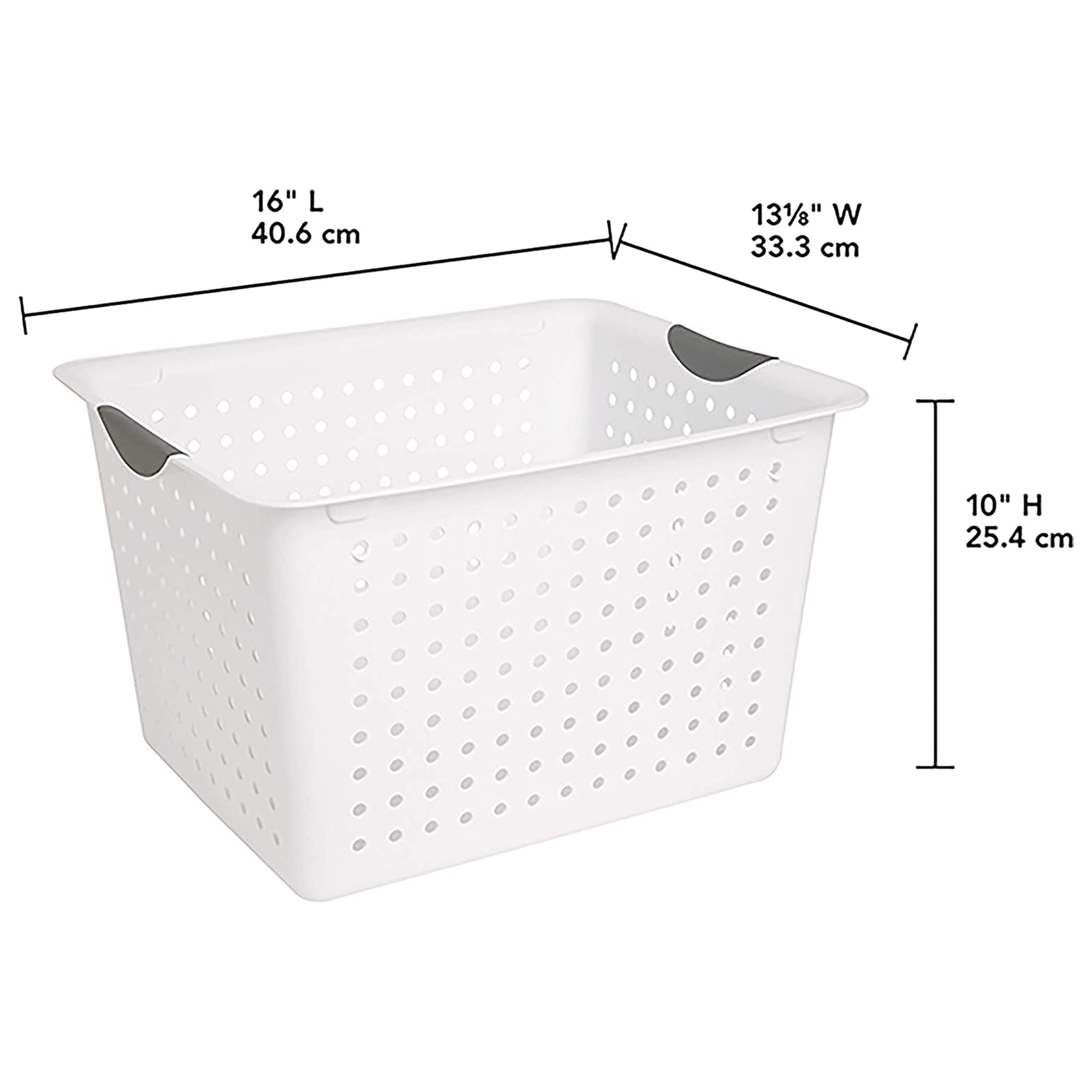 Sterilite Deep Ultra Basket, Open Storage Bin To Organize Closets, Cabinets, Pantry, Shelving And Countertop Space, White, 6-Pac